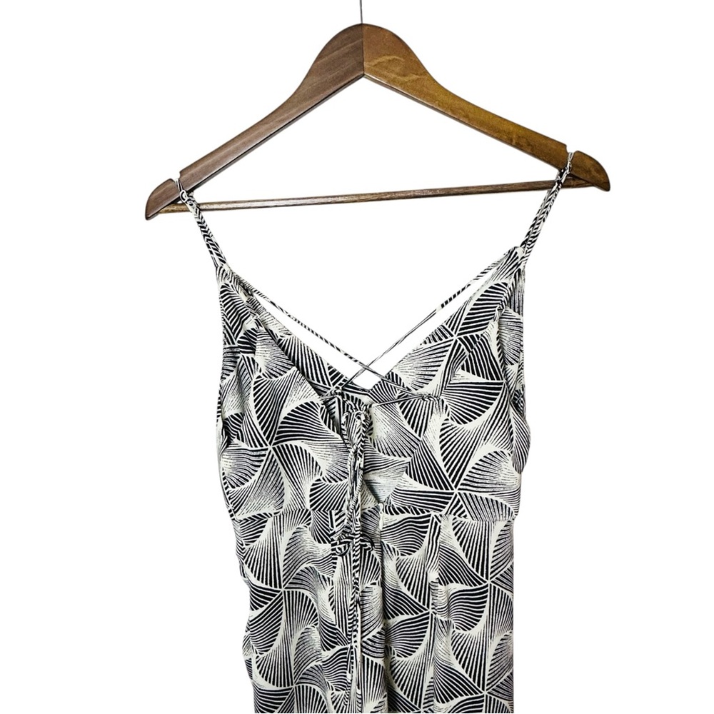 Urban Outfitters Black White Printed Ruched Midi Dress Tie Back Cutout Small - Picture 10 of 15